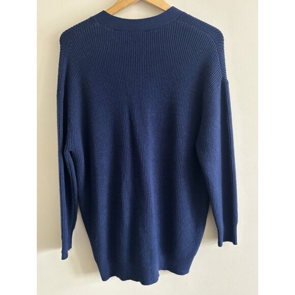 Tahari Cardigan Sweater Ribbed Knit Preppy Button Up Soft Navy Womens Small - Picture 6 of 10